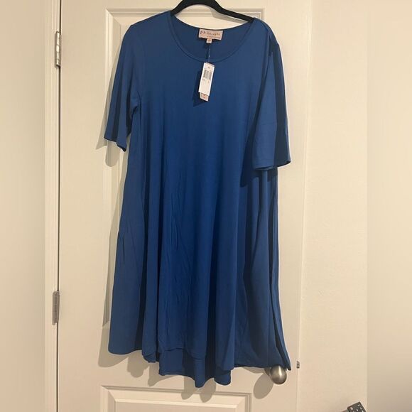 NWT Philosophy Mini Knit CasualStretchy Swing Dress in Stormy Seas Blue - Picture 1 of 2